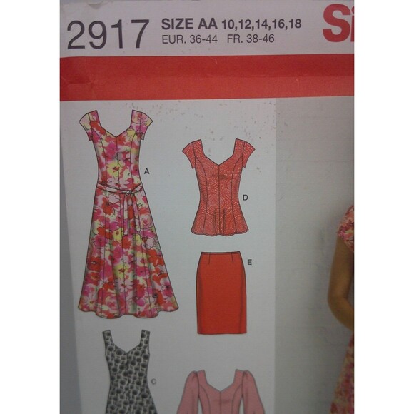 Simplicity Sewing Pattern 2917 Ladies Summer Dress Skirt Blouse Tunic Top 10-18 - Picture 2 of 3